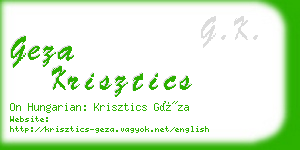 geza krisztics business card